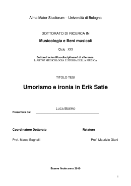 Umorismo e ironia in Erik Satie - AMS Tesi di Dottorato