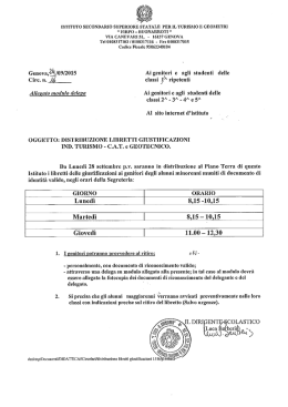 Distribuzione libretti giustificazioni