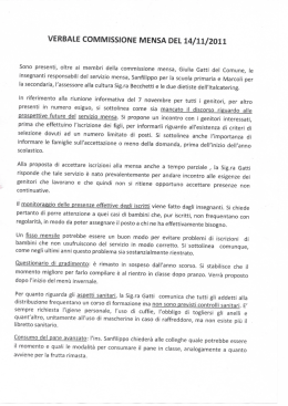 VERBALE COMMISSIONE MENSA DEL 14/11/2011