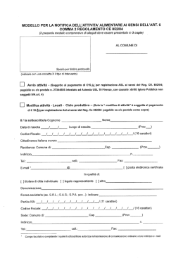 modello per la not&igrave;fica dell`attivita` al&igrave;men&icirc;`are ai sensi dell`art. 6