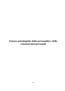 Scienze psicologiche della personalit&agrave; e delle relazioni