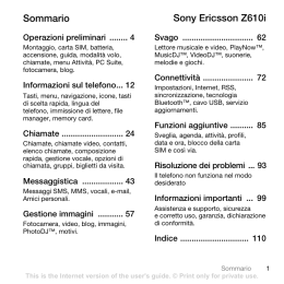 Sommario Sony Ericsson Z610i