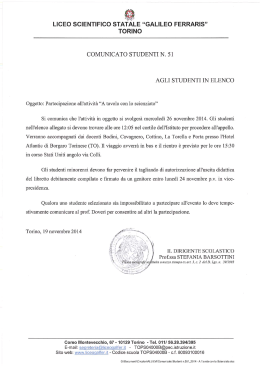 Comunicato Studenti n.051_2014 - Attività A Tavola con lo Scienziato