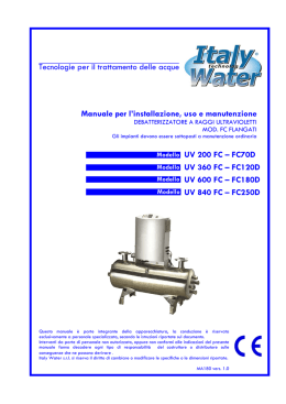 Manuale per l`installazione, uso e manutenzione UV