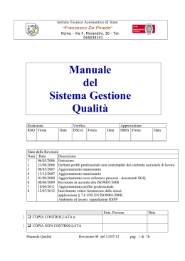 Manuale del Sistema Gestione Qualit&agrave;