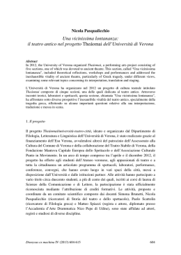 il teatro antico nel progetto The&aacute;omai dell`Universit&agrave; di Verona