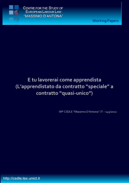 E tu lavorerai come - Centre for the Study of European Labour Law
