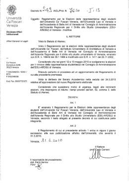 Regolamento per le elezioni delle rappresentanze degli studenti