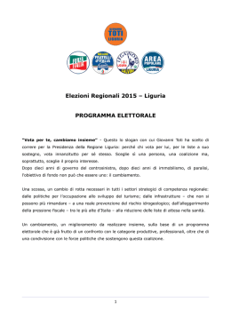 Elezioni Regionali 2015 – Liguria PROGRAMMA ELETTORALE