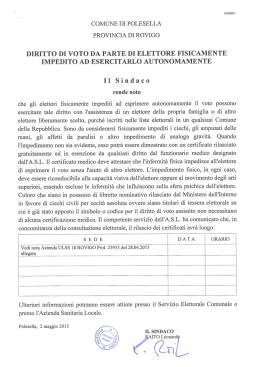 IRITT DI vor DA PARTE DI ELETTORE FISICAME IMEDITO AD