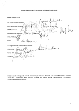 Ipotesi di accordo per il rinnovo del CCNL Area Tessile