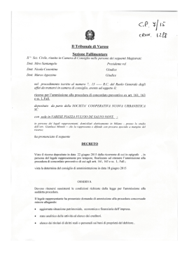 Nuova Urbanistica &ndash; provvedimento ammissione