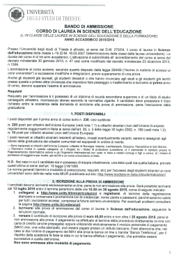 Clicca qui per scaricare il bando di ammissione al corso di laurea in