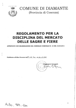 Regolamento per la disciplina del mercato delle sagre e fiere