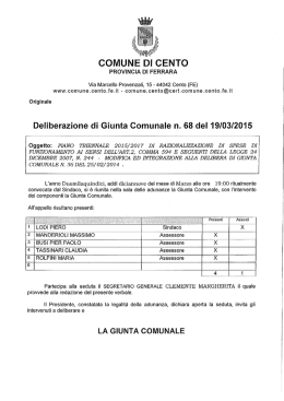 Delibera di Giunta Comunale n. 68/2015