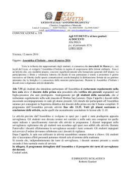 n. 328 Assemblea d`Istituto &ndash; 16 marzo 2016