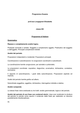 Programma d`esame prof.ssa Longagnani Elisabetta classe IIIC