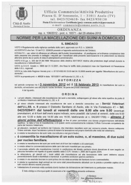 Ordinanza macellazione suini a domicilio