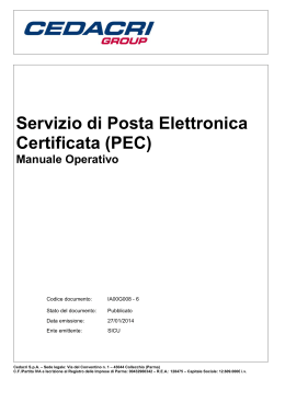 Servizio di Posta Elettronica Certificata (PEC) Manuale Operativo