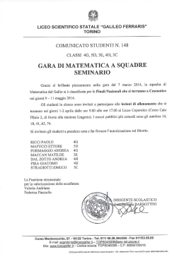 Olimpiadi di Matematica Allenamenti Finali nazionali