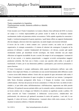 Teatro comunitario in Argentina. Trasformazione sociale