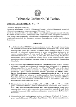 Ordine di servizio n. 64 in data 10.09.2013