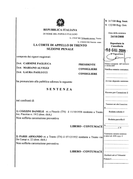 Corte d`Appello di Trento - Diritto Penale Contemporaneo