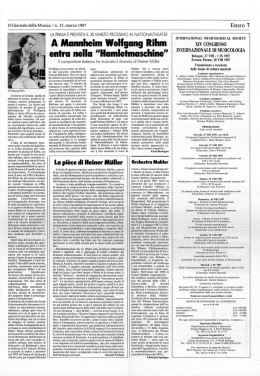 A Mannheim Wolfgang Rihm entra nella