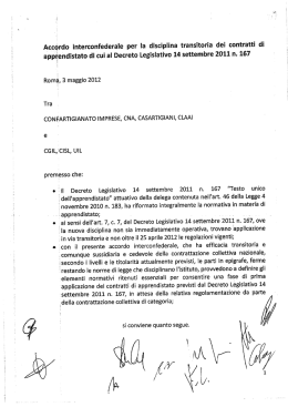 Accordo interconfederaie per la disciplina transitoria dei