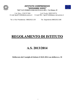 regolamento di istituto - Istituto Comprensivo Statale "Giovanni XXIII"
