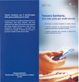 Tessera Sanitaria, per il monitoraggio della spesa