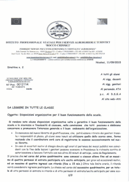 [S`I`ITUTU PRUFE-SSIUNALE 5`1`A`l`&agrave;LE PER. I SERVIZI ALBERGl