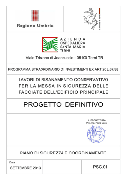 PIANO DI SICUREZZA E COORDINAMENTO Art. 100, D. Lgs. n. 81