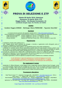 Selezione e ZTP del 09-10.04.2016 - Gr. Reggio Emilia