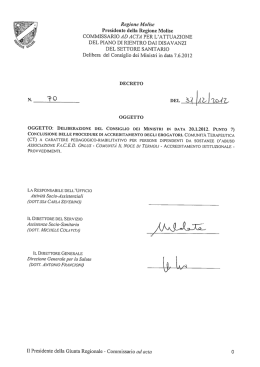 Decreto del Commissario ad acta n. 70 del 31