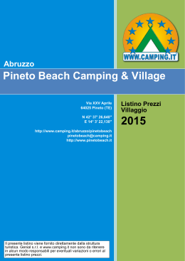 Listino Prezzi Pineto Beach Camping & Village