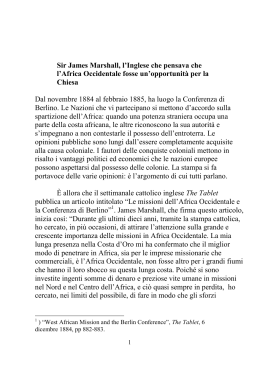 Sir Marshall e gli inizi dela missione SMA in Africa Occidentale