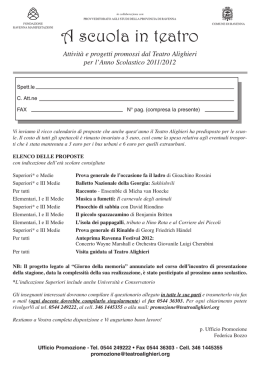 Attività e progetti promossi dal Teatro Alighieri per l`Anno Scolastico