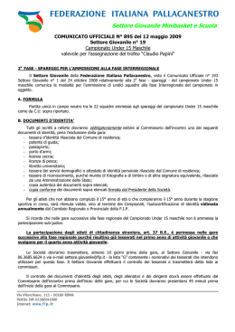 Settore Giovanile Minibasket e Scuola