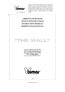 Scarica il Manuale del Termoventilatore Murale The Wall Bimar