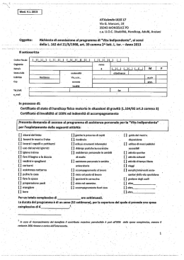 Modulo richiesta di ammissione al programma di "Vita Indipendente"