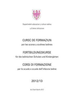 cursc de formaziun fortbildungskurse corsi di formazione 2012/13