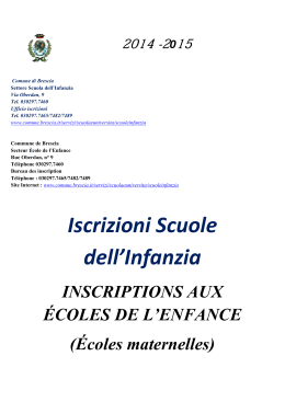 Libretto iscrizioni scuole dell`infanzia traduzione in Francese