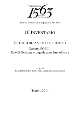 Inventario - Fondazione 1563 per l`arte e la cultura