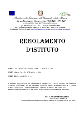 REGOLAMENTO di ISTITUTO