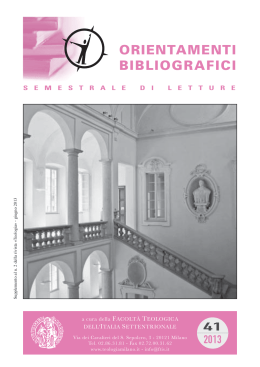 orientamenti bibliografici - Facoltà Teologica dell`Italia Settentrionale