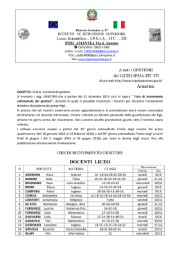 ORE RICEVIMENTO GENITORI 2015-16