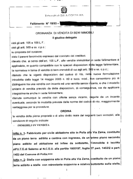 ORDINANZA Dl VENDITA DI BENI lMMOB Il giudice delegato
