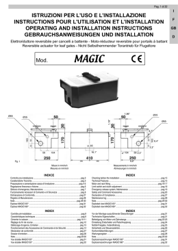 istruzioni per l`uso e l`installazione instructions pour l`utilisation et l