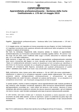 Apprendistato professionalizzante « Sentenza della Corte